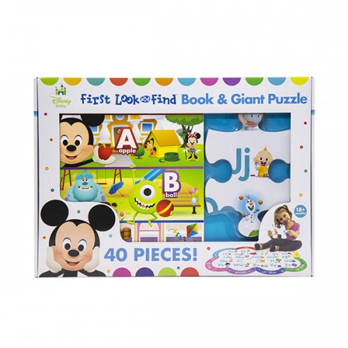Disney Baby First Look and FInd Board Book & Giant 40 Piece Puzzle